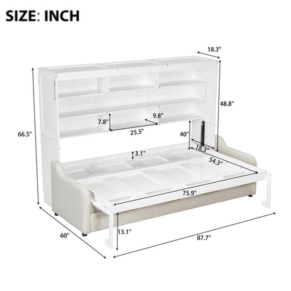 Murphy Cabinet Bed with Folding Sofa, built-in shelves and LED light by Unique Piece Furniture on Tampa Home & Garden Store
