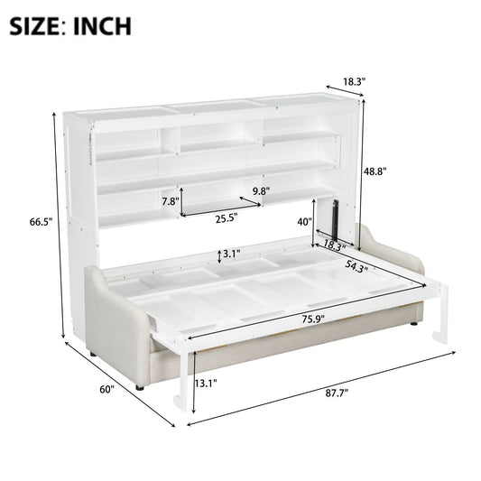 Murphy Cabinet Bed with Folding Sofa, built-in shelves and LED light by Unique Piece Furniture on Tampa Home & Garden Store