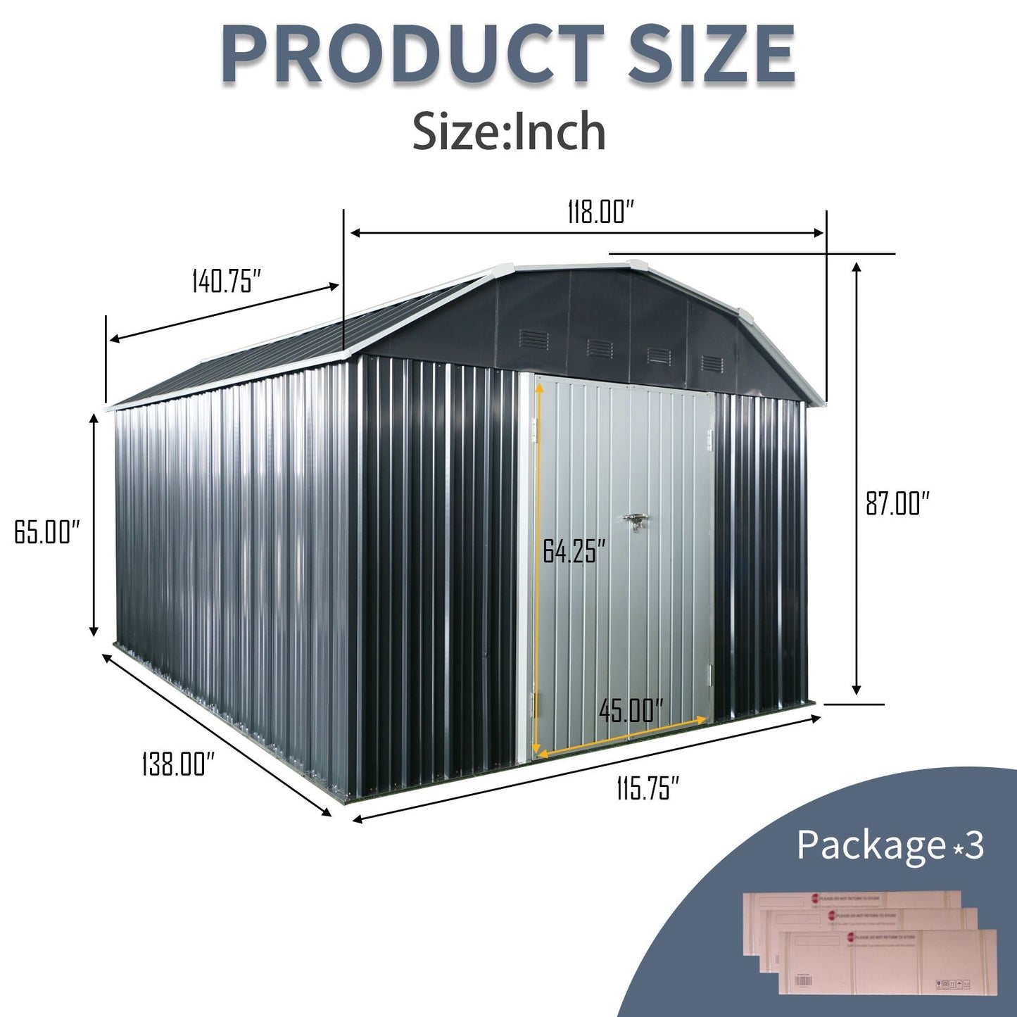 Outdoor Metal Shed With Arch Roof And Doors