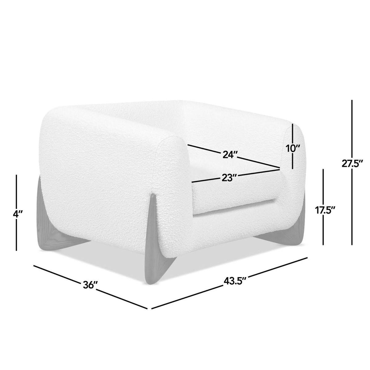Sherpa Arm Chair with removable cushion in white fabric by HouseOfZazla on Tampa Home & Garden Store