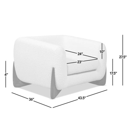 Sherpa Arm Chair with removable cushion in white fabric by HouseOfZazla on Tampa Home & Garden Store
