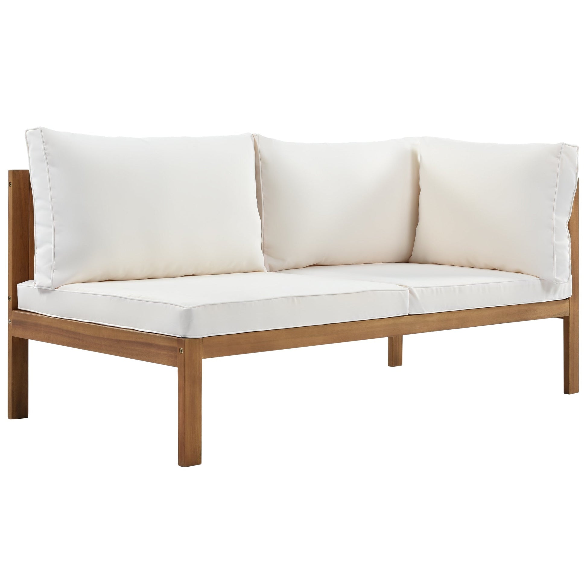 Wood Structure Outdoor Sofa Set beige cushions by HouseOfZazla with a wooden frame on Tampa Home & Garden Store