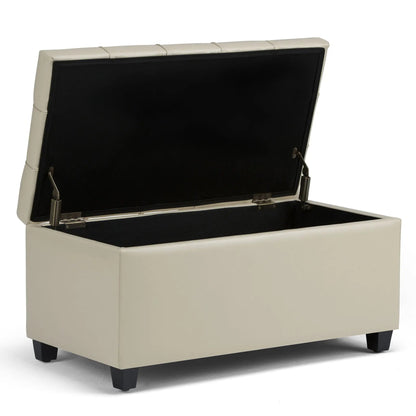 Sienna Upholstered Storage Ottoman Bench with beige exterior and black interior on Tampa Home & Garden Store