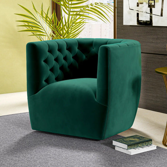 Delaney ergonomic swivel chair in emerald velvet with tufted back by Unique Piece Furniture on Tampa Home & Garden Store