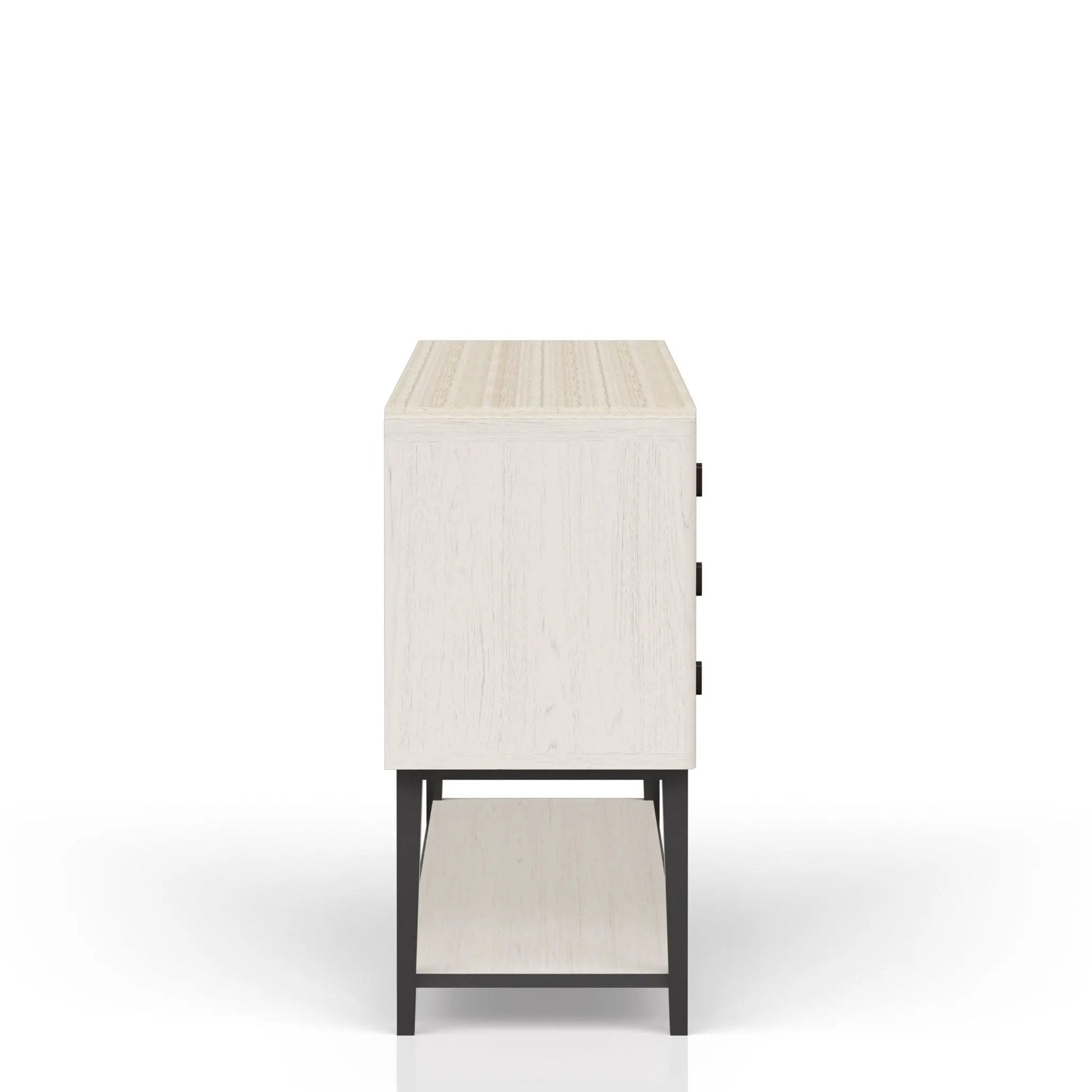Server with base white cabinet, light wood top, black metal legs on Tampa Home & Garden Store