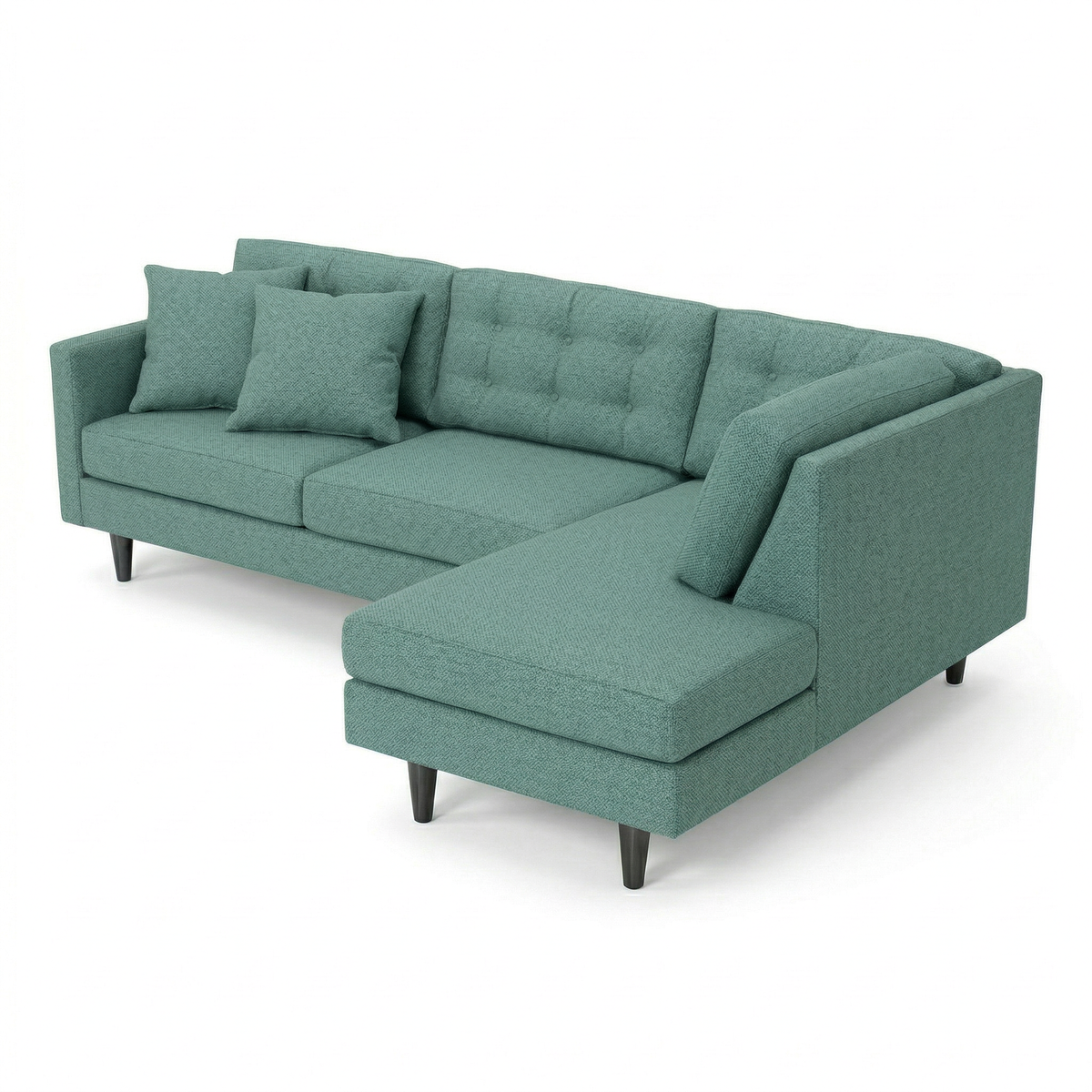 Talmadge sectional in teal textured fabric with chaise and cushions on Tampa Home & Garden Store