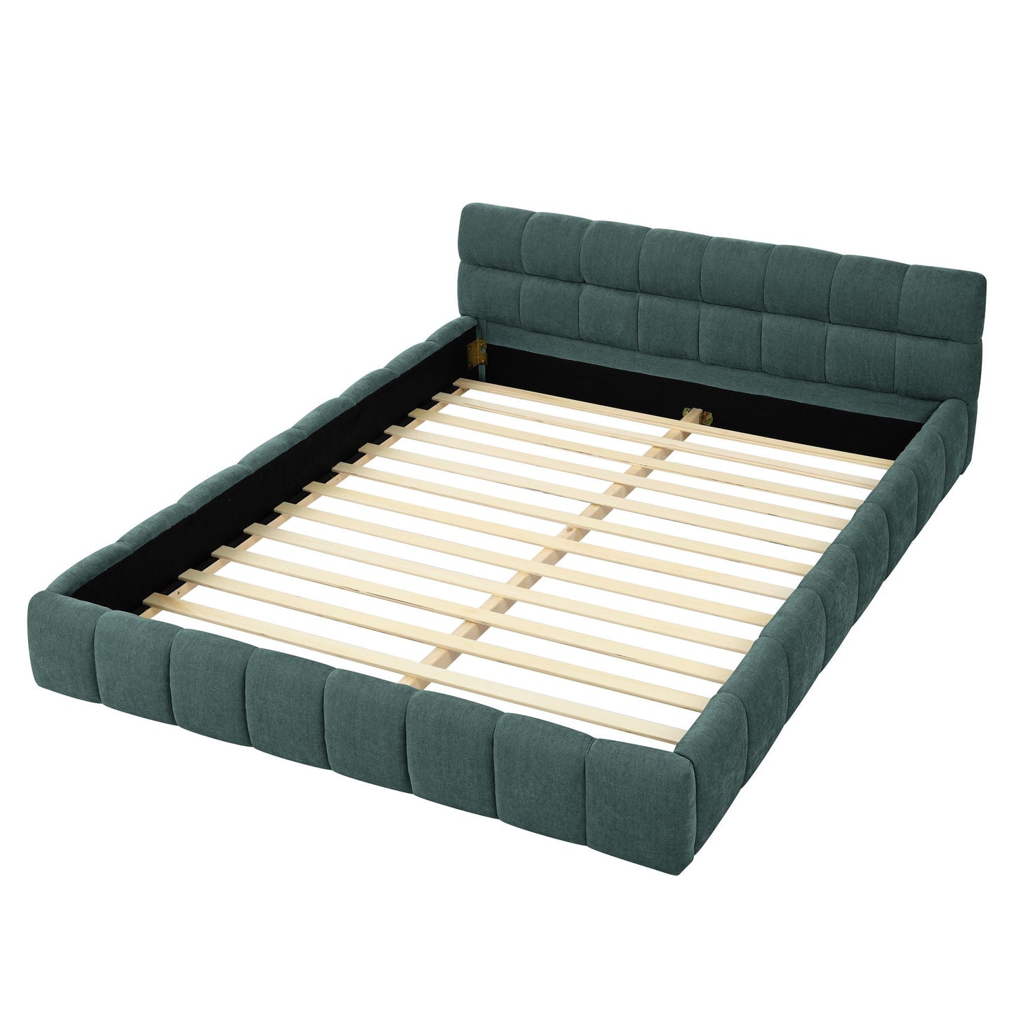 Modern Platform Bed and Thick Fabric Headboard