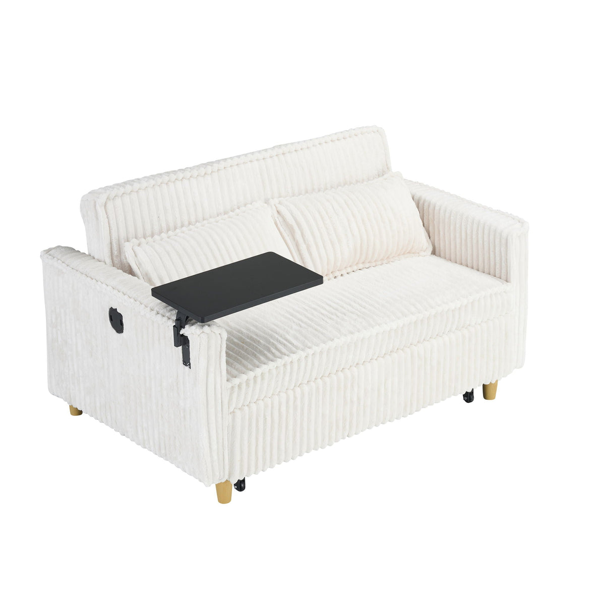 Pull Out Sofa With Movable Table and Usb Ports