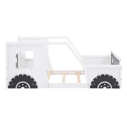 Classic Car Shaped Platform Bed With Wheels white with black wheels HouseOfZazla Car Beds on Tampa Home & Garden Store