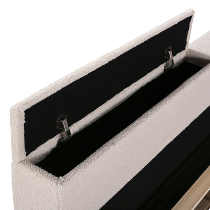 Upholstered daybed trundle with cream shag exterior and black inner storage on Tampa Home & Garden Store
