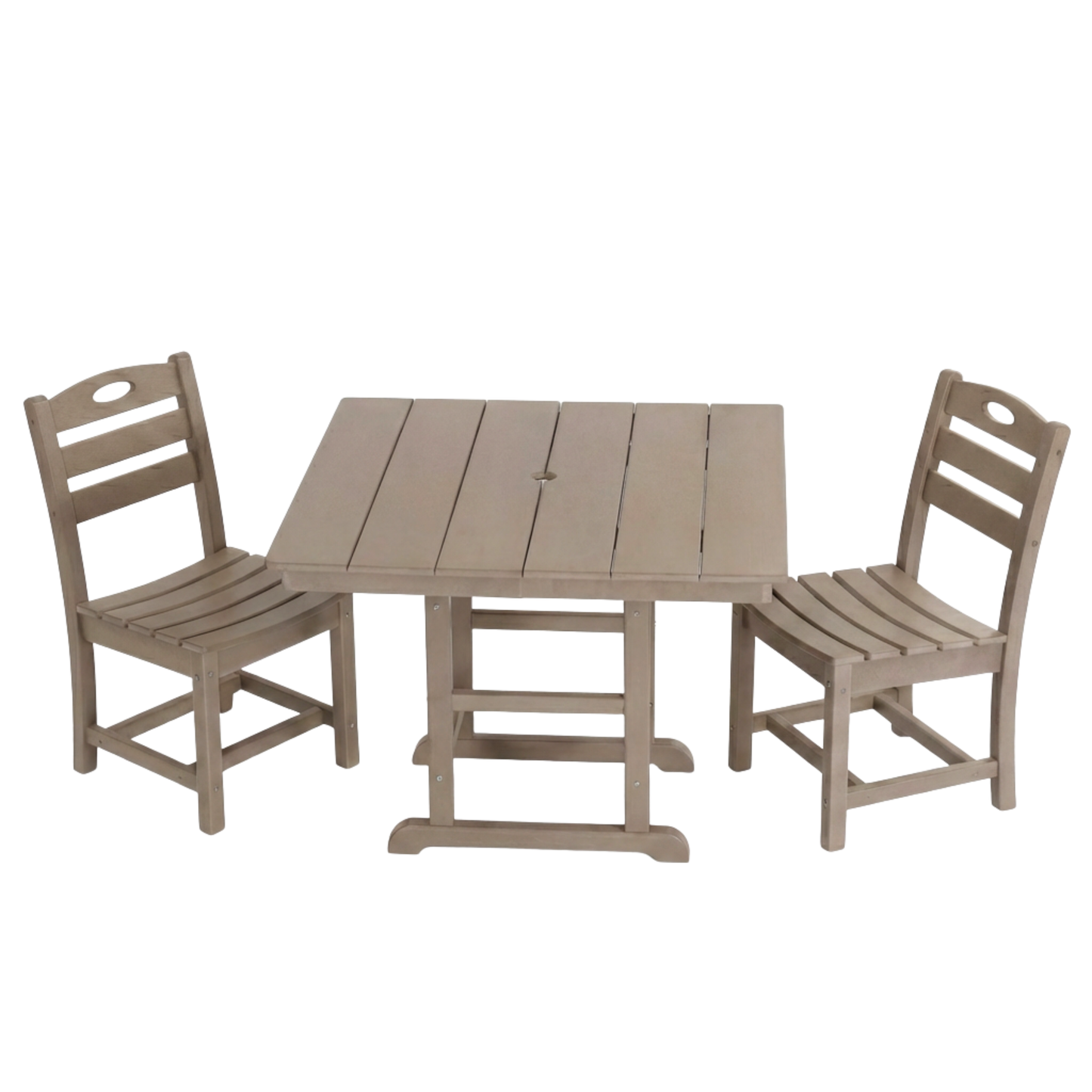 Antique Wood Patio Dining Set And Two Chairs