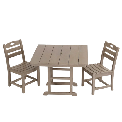 Antique Wood Patio Dining Set And Two Chairs