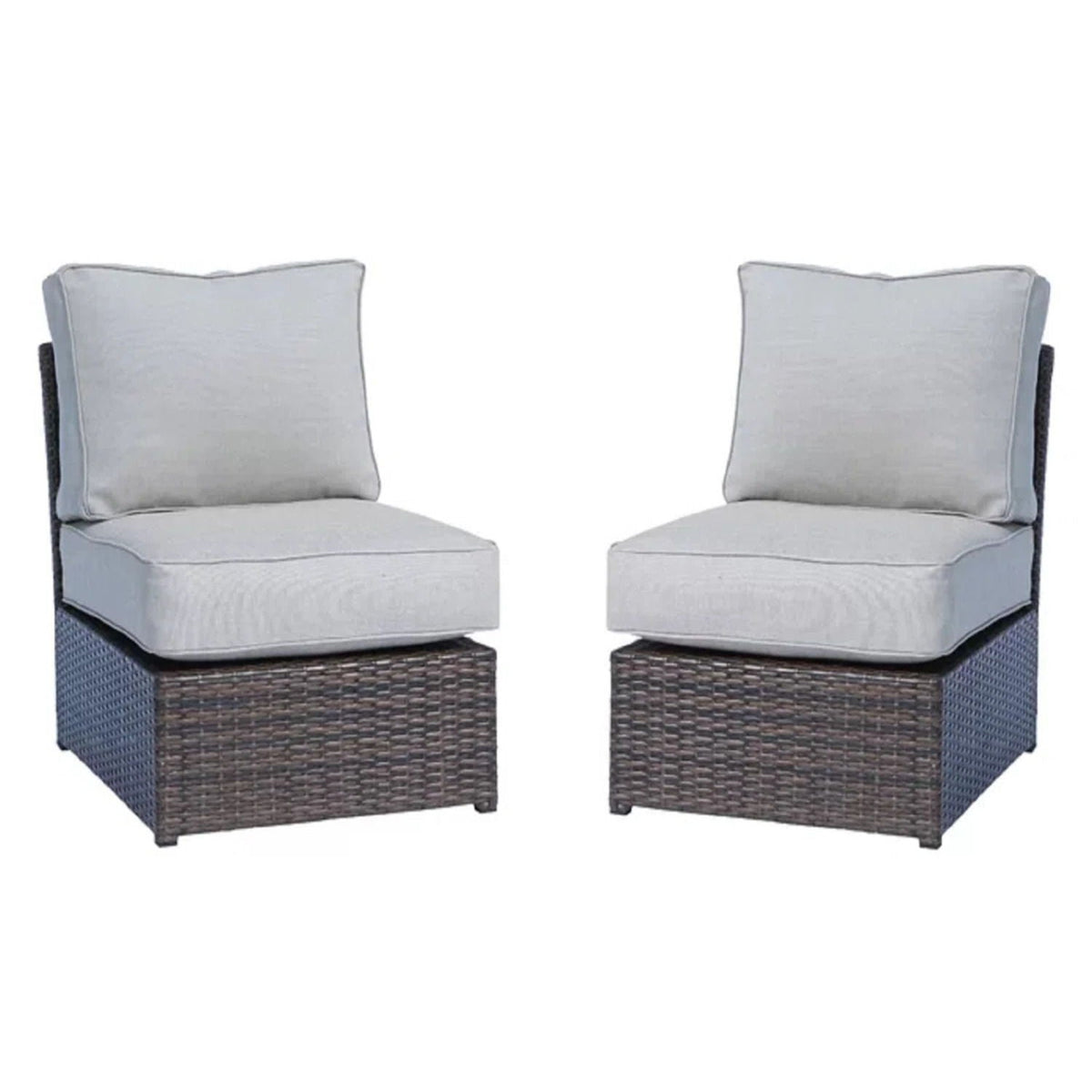 Comfortable modern patio rattan sectional set with light gray cushions, 2-piece outdoor set on Tampa Home & Garden Store
