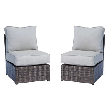 Comfortable modern patio rattan sectional set with light gray cushions, 2-piece outdoor set on Tampa Home & Garden Store