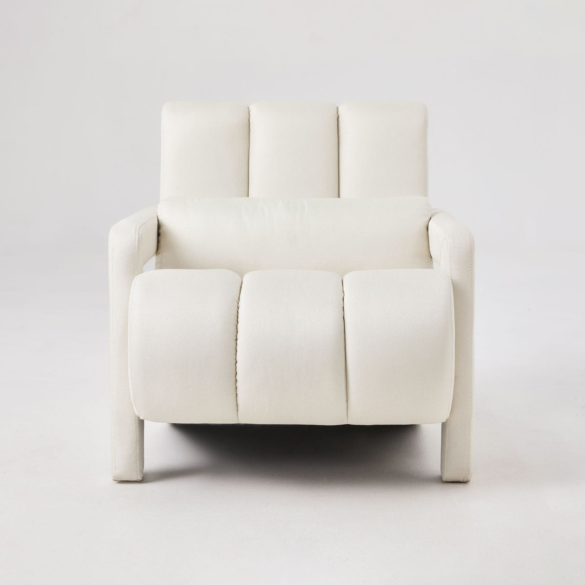 Modern upholstered accent arm chair in cream fabric with three back cushions by HouseOfZazla on Tampa Home & Garden Store