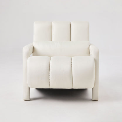 Modern upholstered accent arm chair in cream fabric with three back cushions by HouseOfZazla on Tampa Home & Garden Store