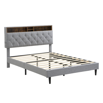 Modern Upholstered Bed Frame and Usb Ports