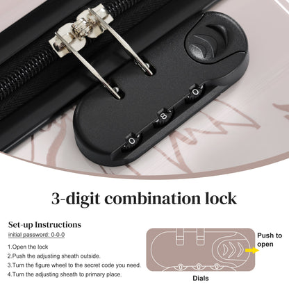 GigaTech 5-Piece PC+ABS Hardside Luggage Set close-up of black 3-digit combo lock on Tampa Home & Garden Store