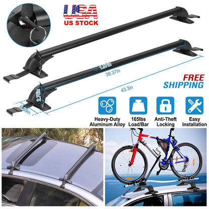 2PCS GemGear roof rack cross bars 43in with anti-theft locks and clamp feet for car roof on Tampa Home & Garden Store
