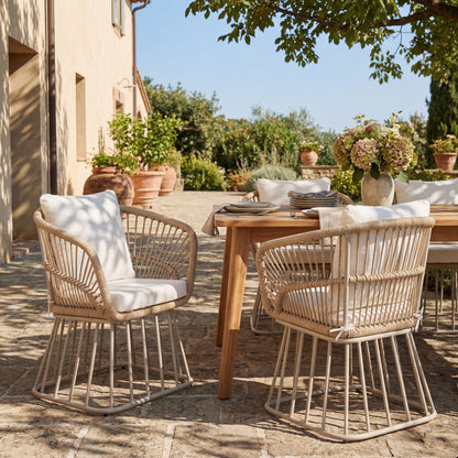 Teak Wicker Outdoor Dining Chair and Steel Frame