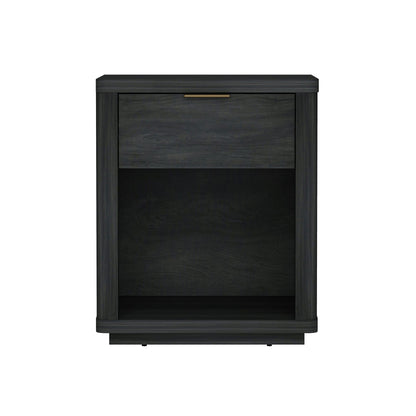 Evelyn dark gray nightstand with 1 drawer and open shelf, gold hardware HouseOfZazla on Tampa Home & Garden Store