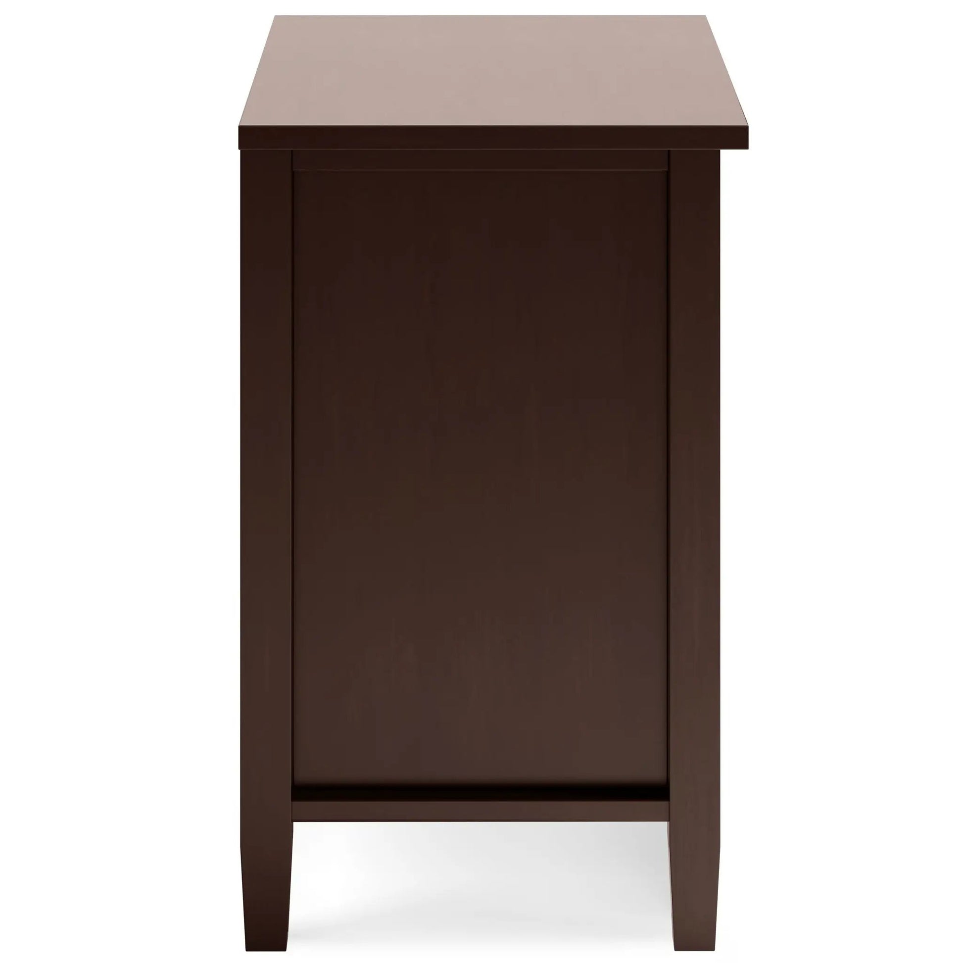 Warm Shaker bedside table with dark brown body and light top, tapered legs on Tampa Home & Garden Store