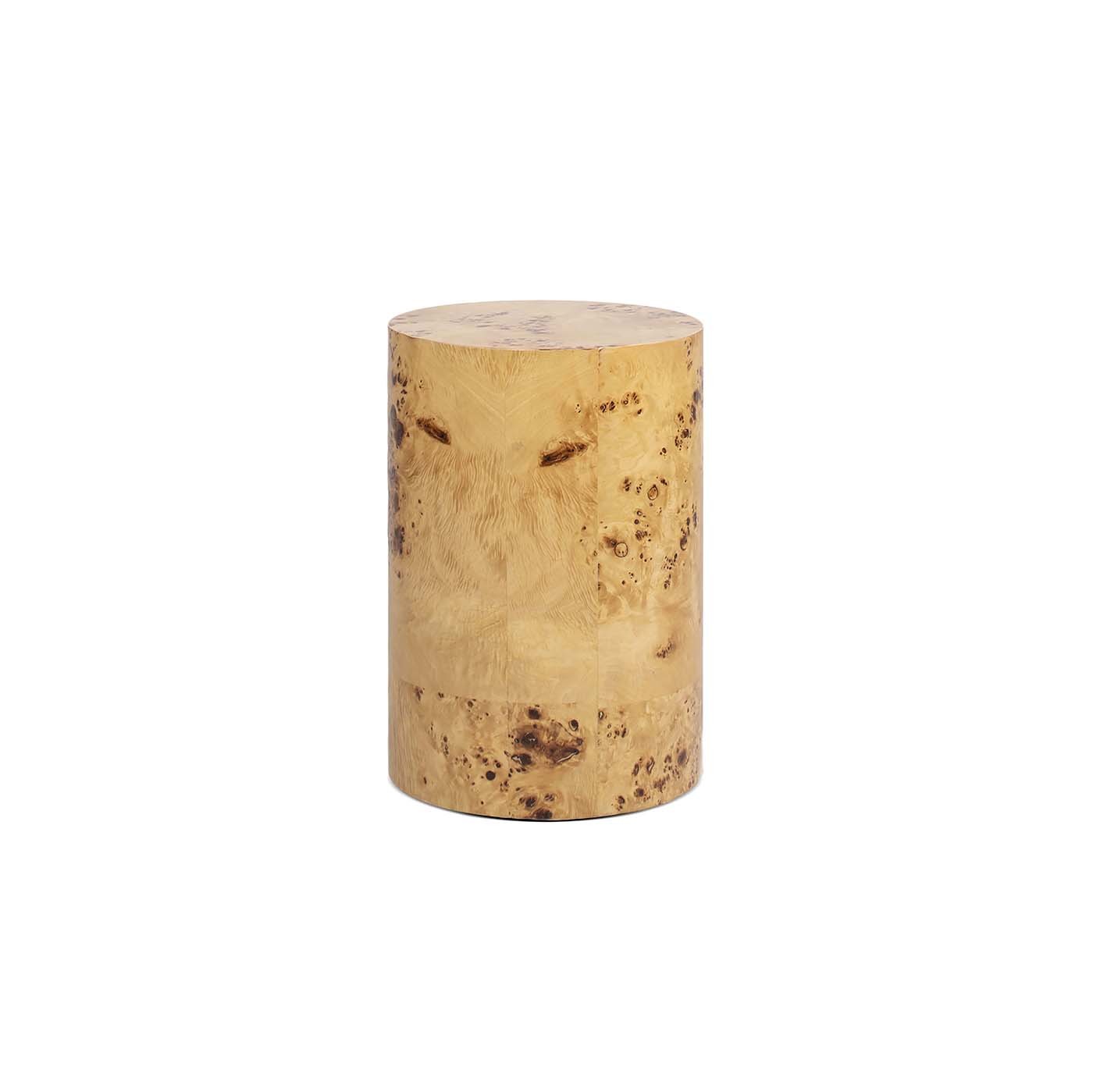 Nebula 22in Accent Pillar Side Table warm natural burl wood HouseOfZazla on Tampa Home & Garden Store