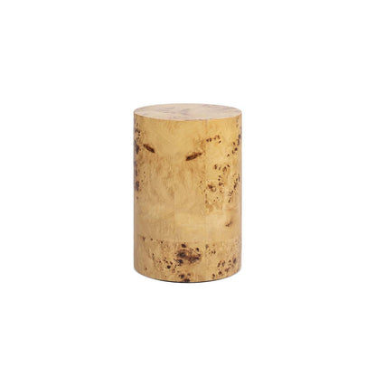 Nebula 22in Accent Pillar Side Table warm natural burl wood HouseOfZazla on Tampa Home & Garden Store