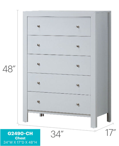 HouseOfZazla accent chest white storage with 6 drawers and metal knobs 34W x 17D x 48H on Tampa Home & Garden Store