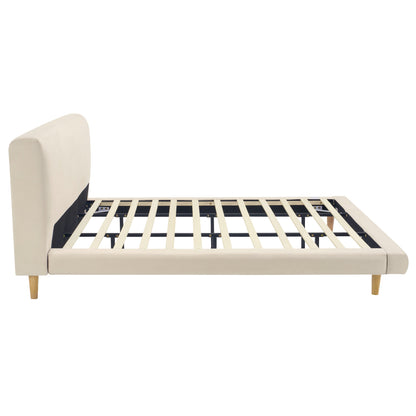 King Size Beige and Chunky Upholstered Bed Frame