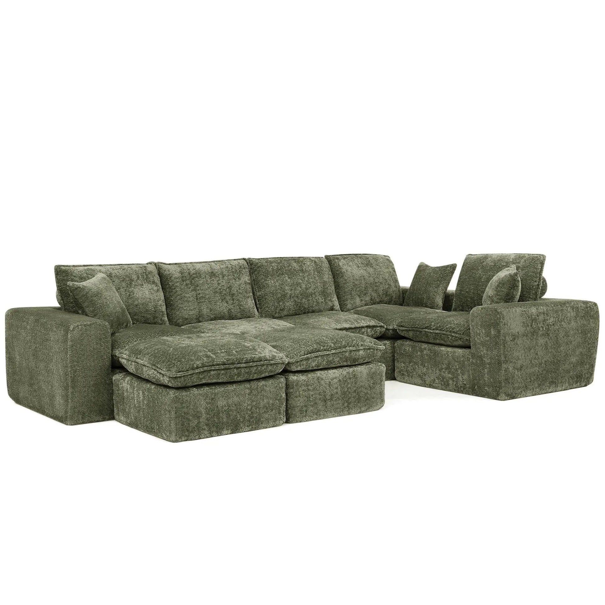 Sectional sofa with moveable ottoman in dark gray textured fabric, 3-piece set on Tampa Home & Garden Store