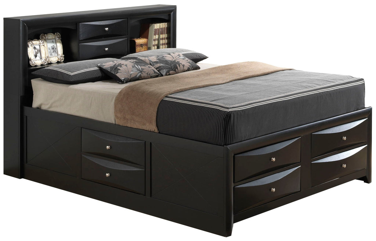 Modern Design Storage Bed with Bookcase Headboard in black finish by HouseOfZazla on Tampa Home & Garden Store