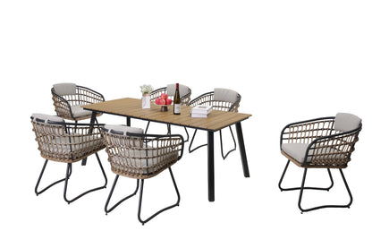 7 Piece Outdoor Wicker Dining Set and Table