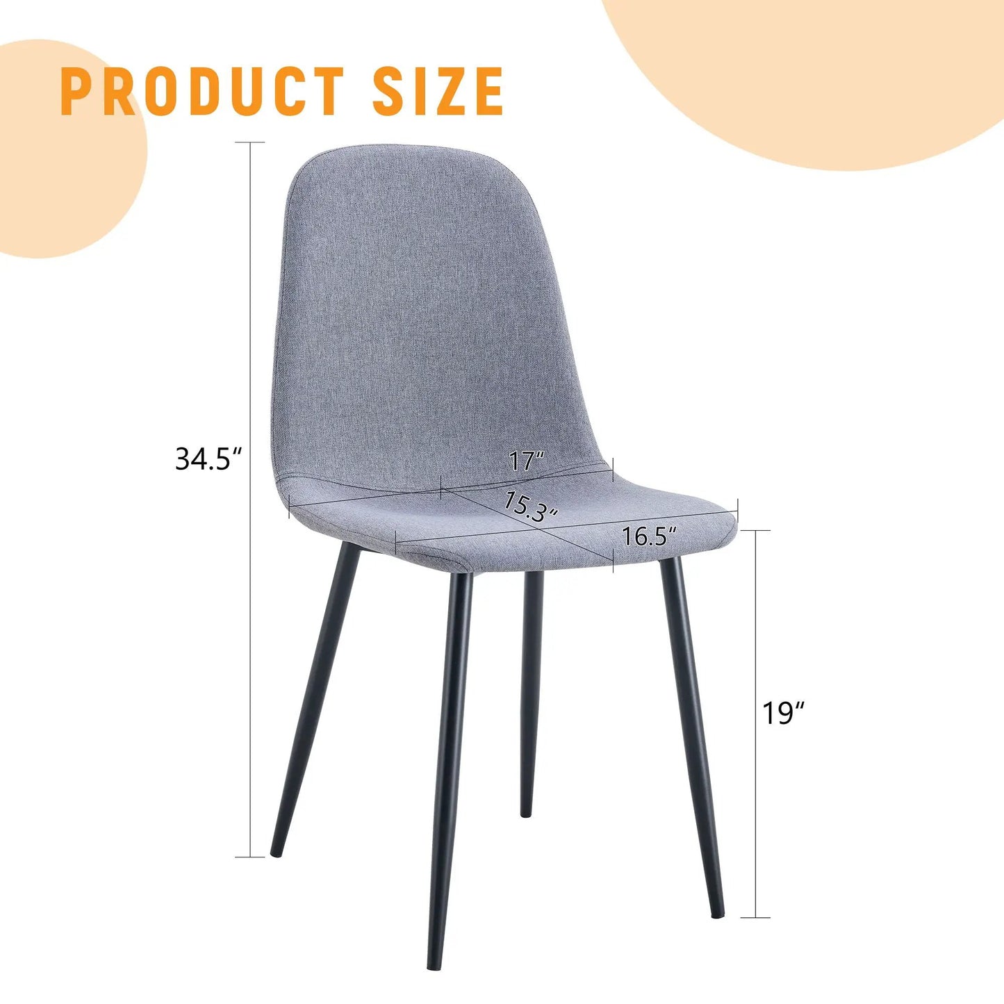 Linen Cotton Dining Chair Set in Light Gray