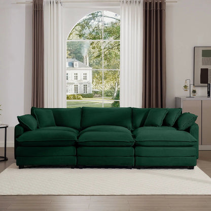 Oversized modular sofa with ottoman in green fabric, 3-piece set by Unique Piece Furniture on Tampa Home & Garden Store