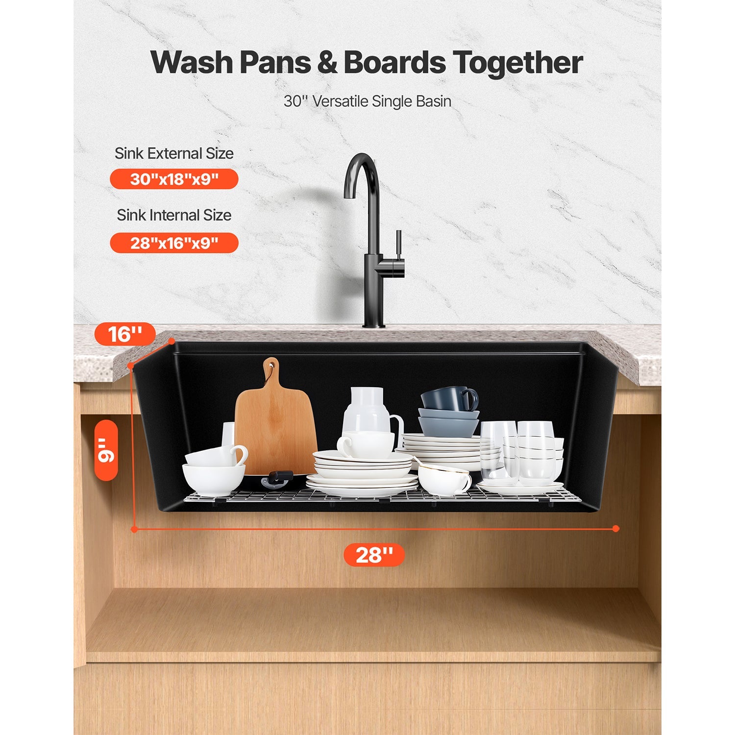 30-inch granite kitchen sink with black undermount single bowl and faucet HouseOfZazla on Tampa Home & Garden Store