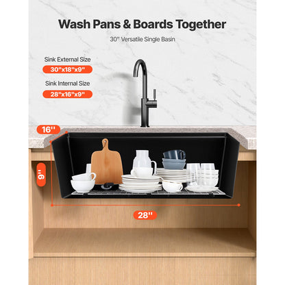 30-inch granite kitchen sink with black undermount single bowl and faucet HouseOfZazla on Tampa Home & Garden Store