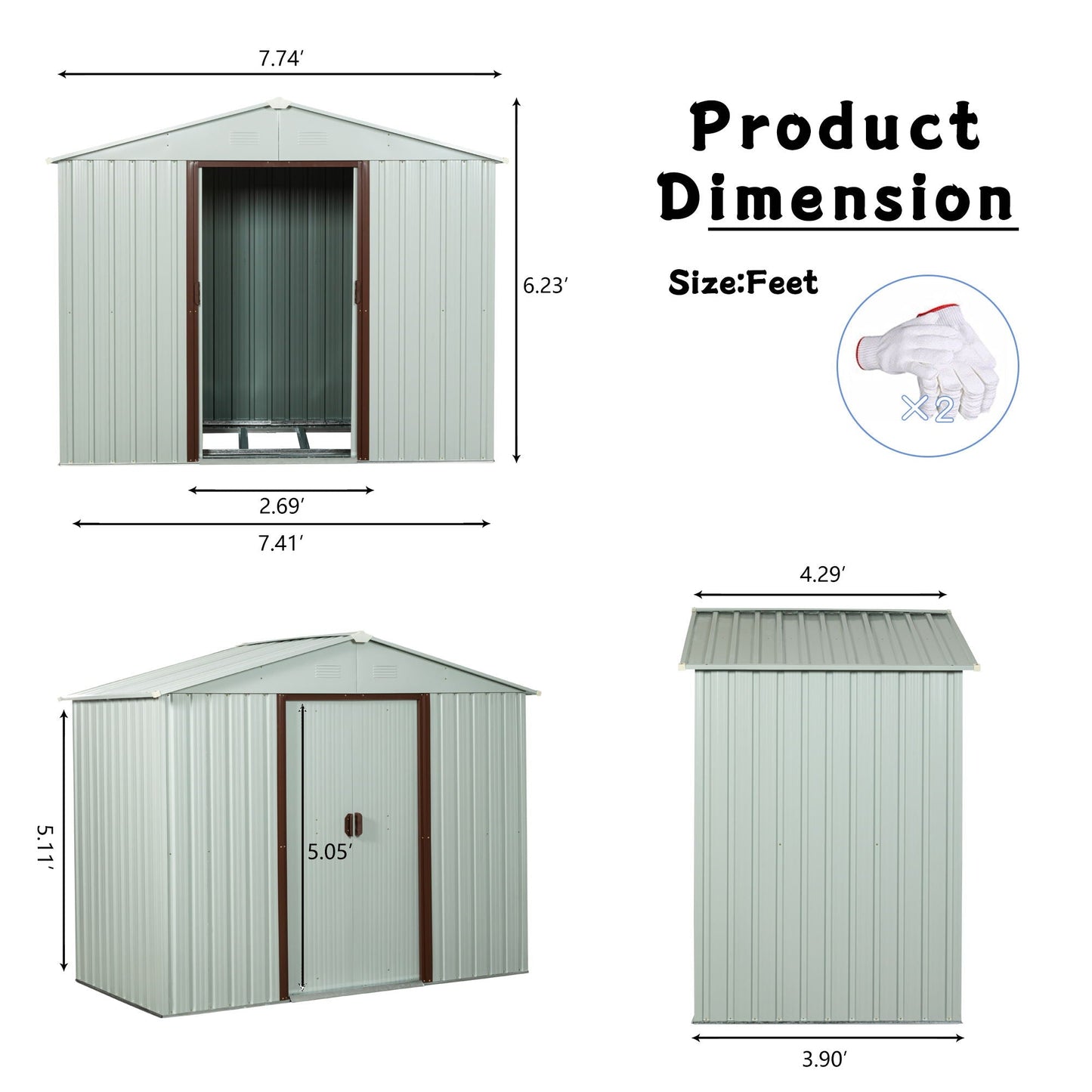 White Outdoor Metal Shed and Tool Storage