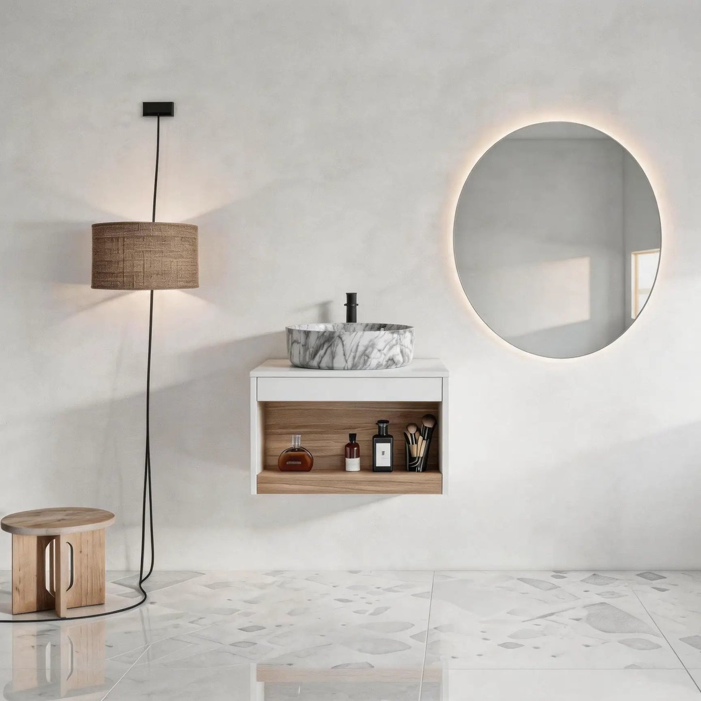 Floating Bathroom Vanity with Vessel Sink
