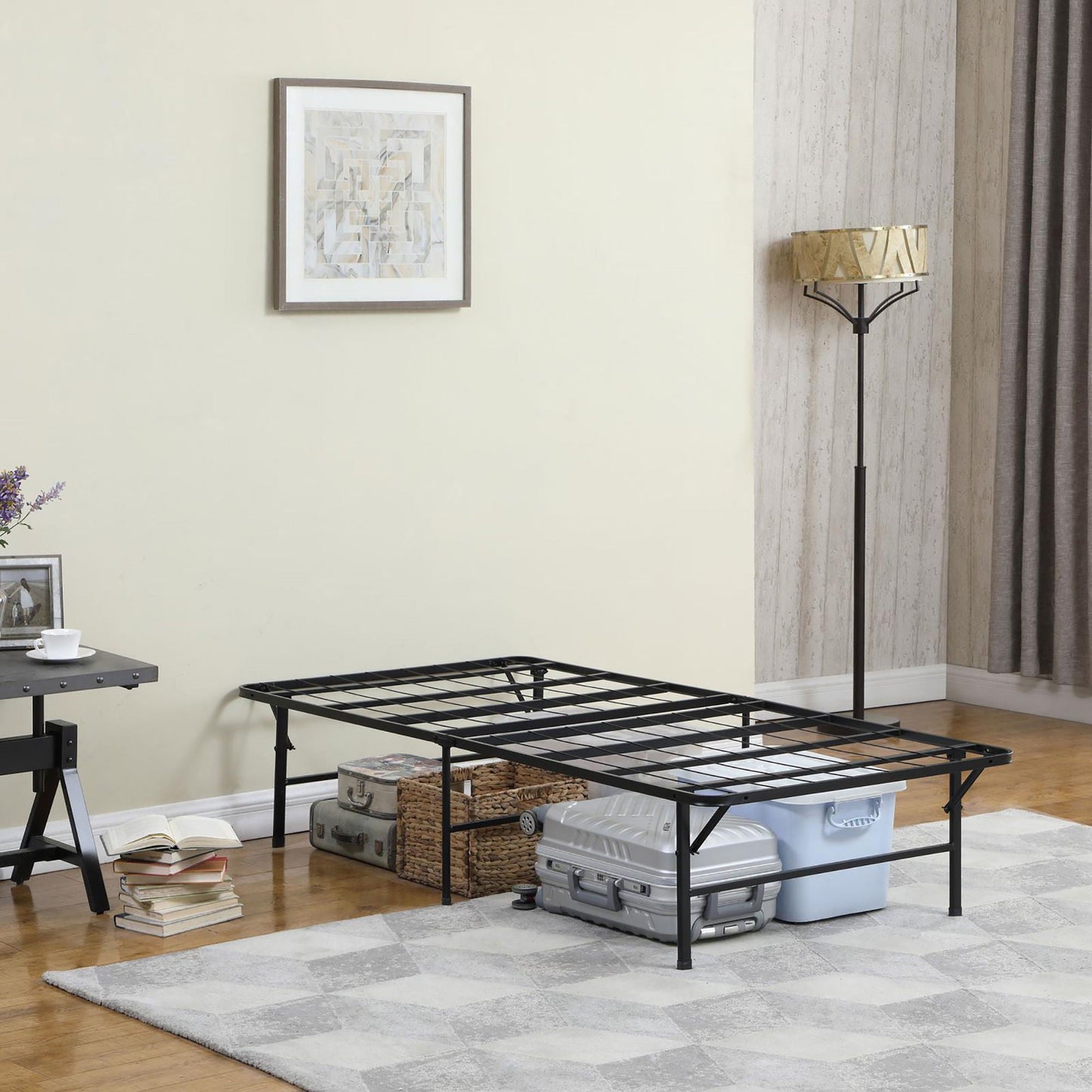Mattress Support With Frame foundations in black metal with slatted base, HouseOfZazla on Tampa Home & Garden Store