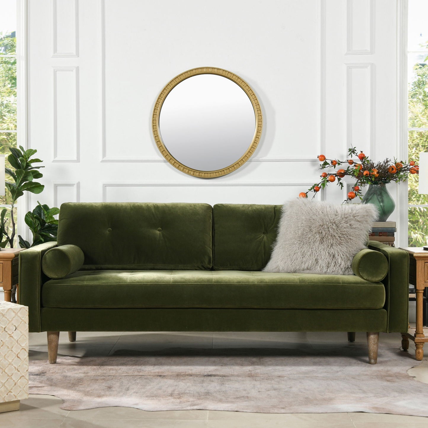 Mid Century Modern Olive Sofa for Stylish Living