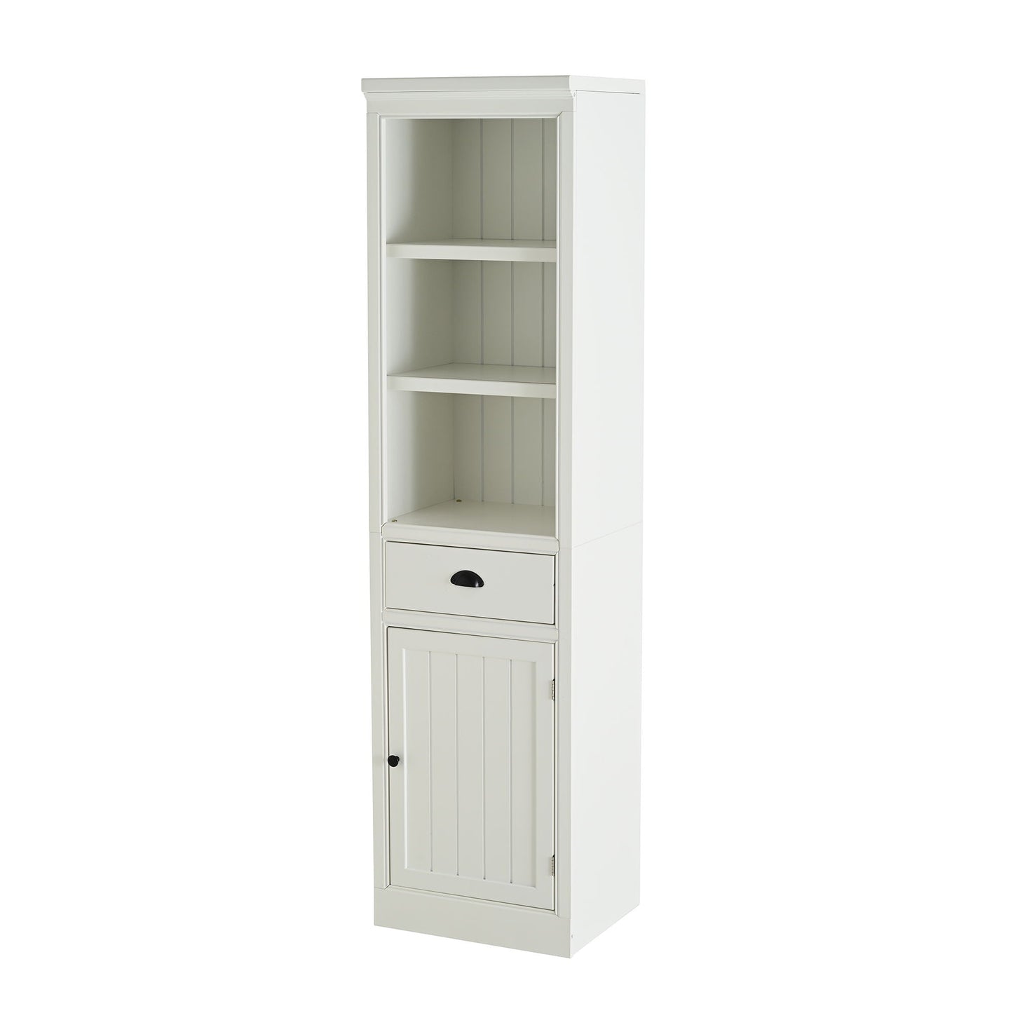 Retro White Tall Display Shelf and Cabinet