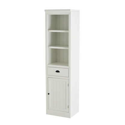 Retro White Tall Display Shelf and Cabinet
