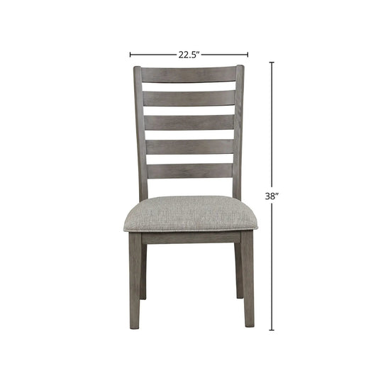 Side dining chair with ladder back in gray finish, set of 2 on Tampa Home & Garden Store