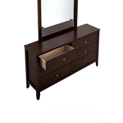 Spacious 6-drawer dresser with mirror in dark espresso finish and metal hardware on Tampa Home & Garden Store