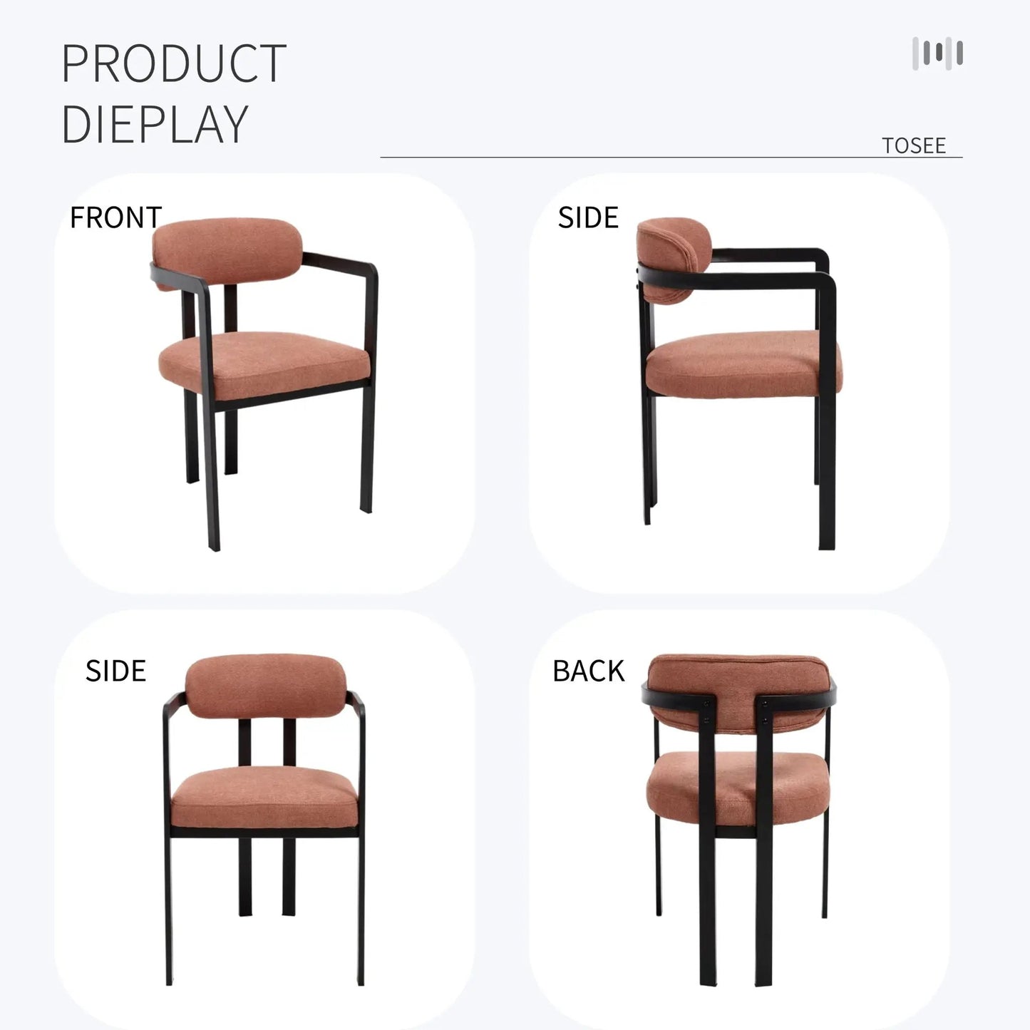 Dining Arm Chairs Set of 2 with Matte Metal Legs