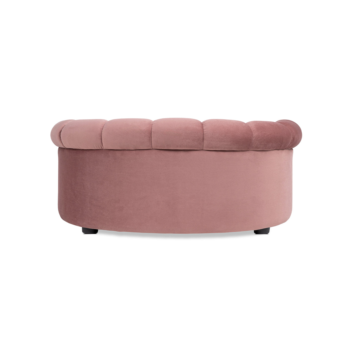 Halle 35.5in Rolled-Arm Dog Bed round pink velvet with channel-tufted back HouseOfZazla on Tampa Home & Garden Store