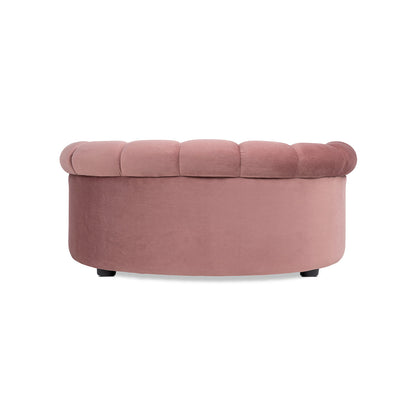 Halle 35.5in Rolled-Arm Dog Bed round pink velvet with channel-tufted back HouseOfZazla on Tampa Home & Garden Store