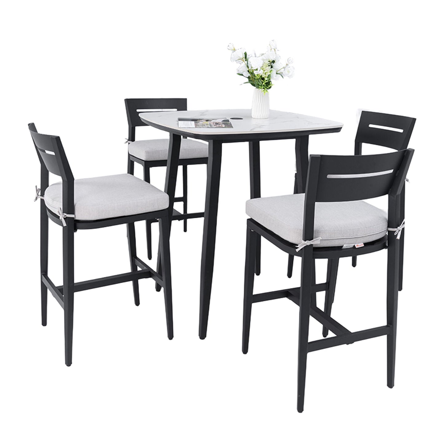Modern Outdoor Aluminum Patio Bar Set And Stools