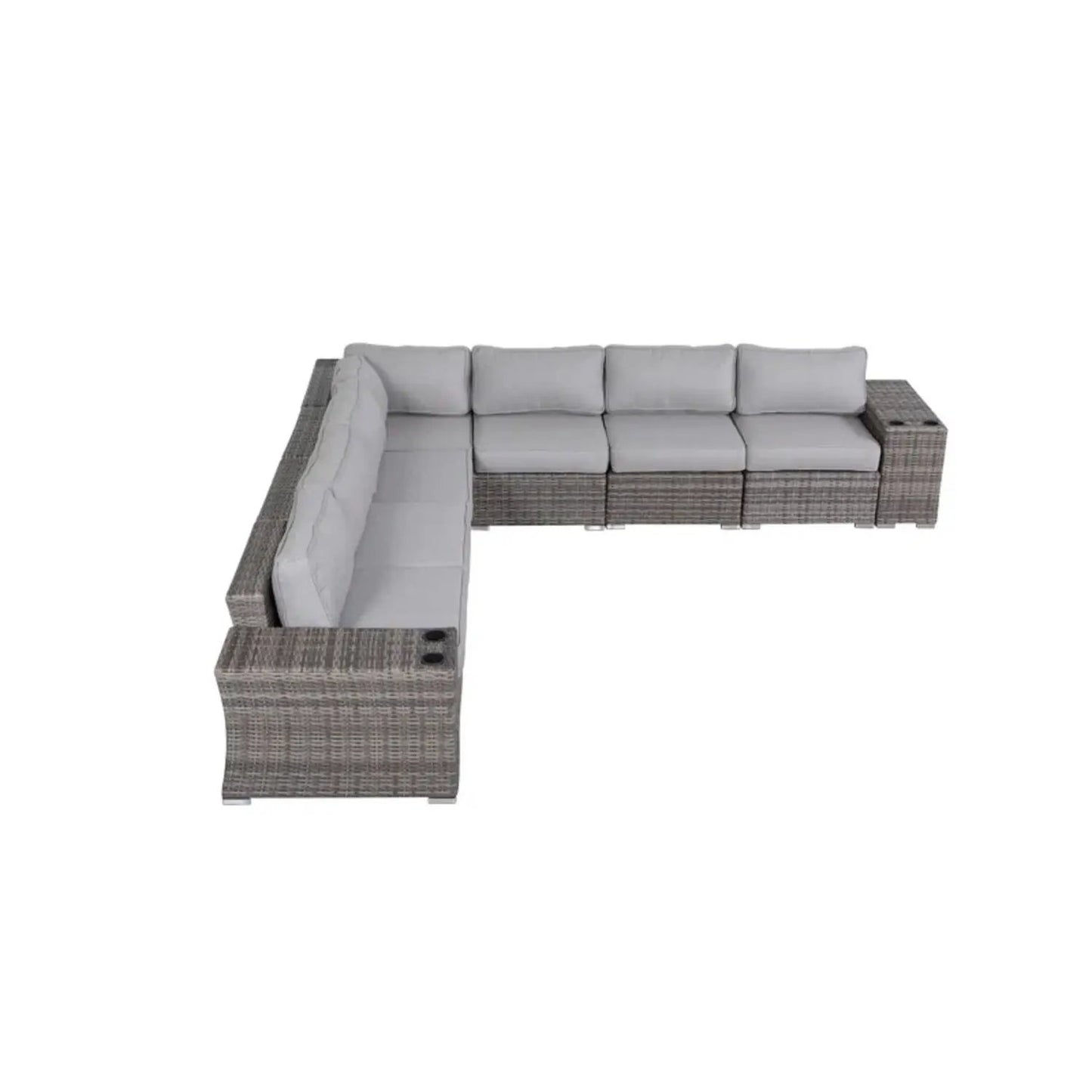 Rattan sectional sofa set with gray cushions and wicker frame by Unique Piece Furniture on Tampa Home & Garden Store